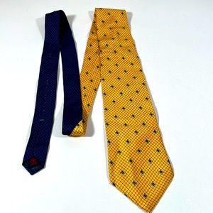 TOMMY HILFIGER Men's 100% Silk Yellow Blue Tie